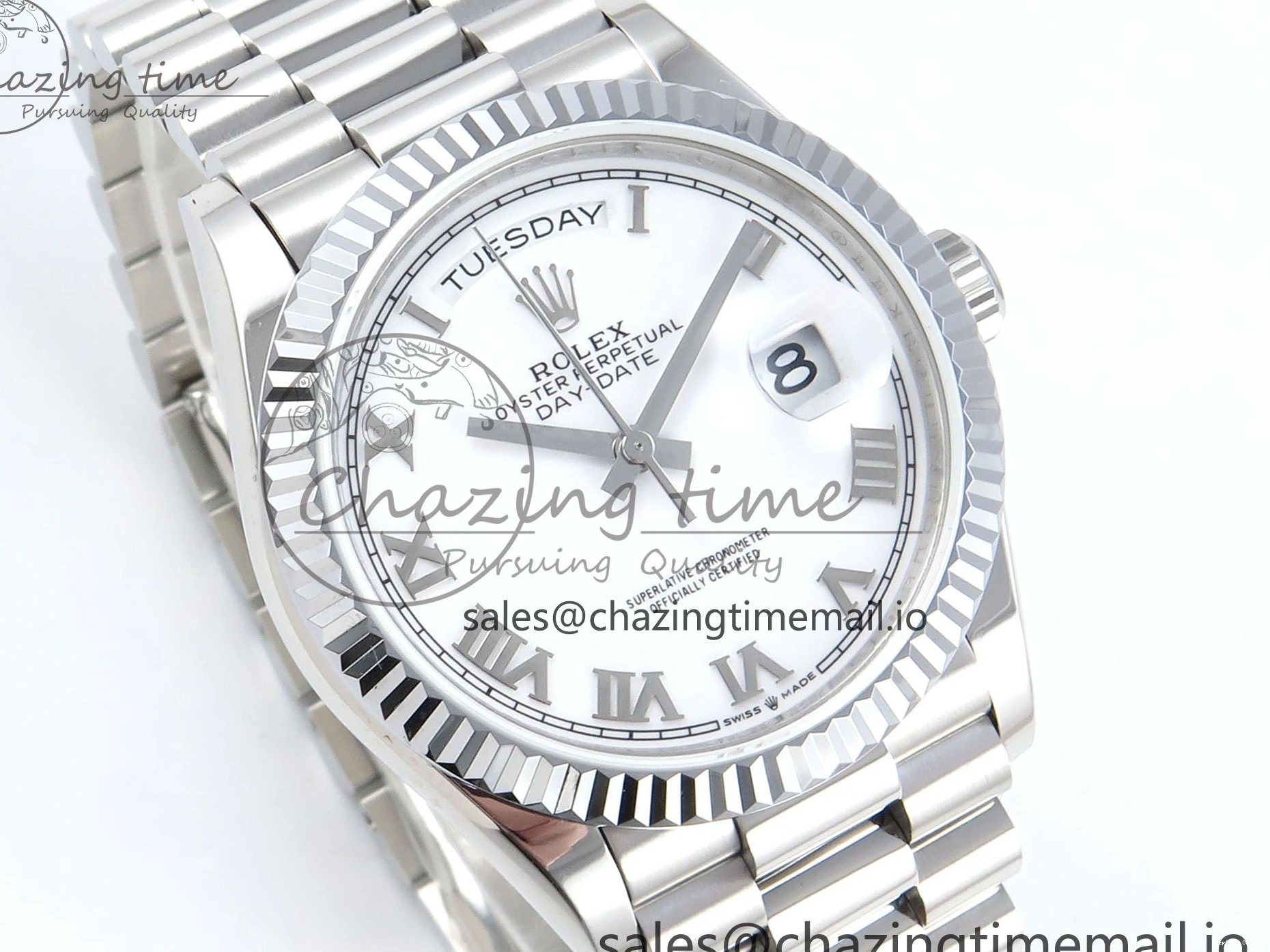 0517 Unique Day Date 36 SS 128236 KF 1:1 Best Edition White Roman Dial on President Bracelet A2836 (Gain Weight) 498